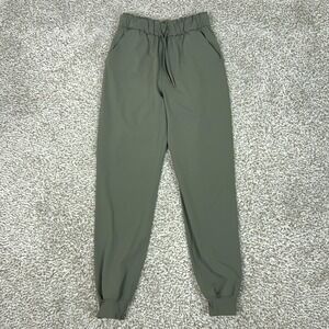 Lululemon Pants Womens 4 Green Stretch Jogger High Rise Pockets Workout Gym